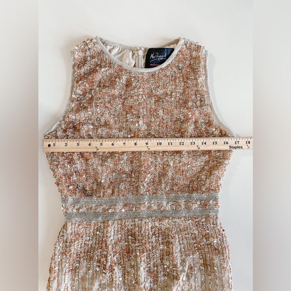 $398 Mac Duggal 10509 Midi Sheath SequinCocktail Dress in Nude 214/090 - Picture 8 of 15